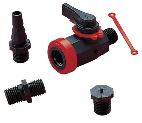 PRAHER guľový ventil laboratórny 1/4" F - 3/8" M , PN10